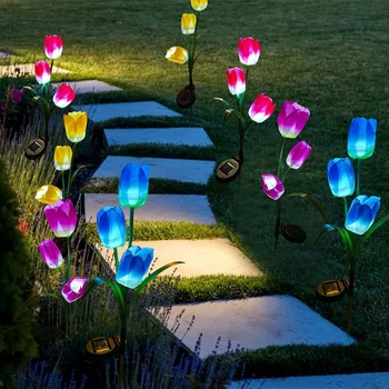 Vanjske ukrasne solarni vrtne svjetiljke Cvijet tulipana Газонная lampe za dvorište, vrt, vrtni ukras, vanjski krajolik rasvjeta, Sunčeva svjetlost Slika