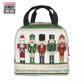 Proizveden na red torba za ланча s božićnim щелкунчиками, ženski термохолодильник, izolirani ručak kutije za djecu, školsku djecu Slika