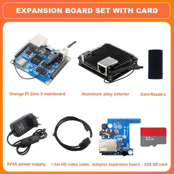 Za Orange Pi Zero2 H616 Naknada za razvoj 1G DDR3 + Torbica + Kabel + Kartica za proširenje + 32G SD kartica + Čitač kartica + Zidni utikač EU Slika