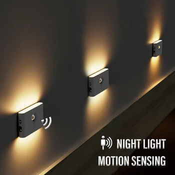 Led indukcijski noćno svjetlo Bežični punjenje putem USB-a, indukcijski zidne lampe za ljudsko tijelo, spavaća soba, hodnik, izba, kupaonica, noćno svjetlo Slika