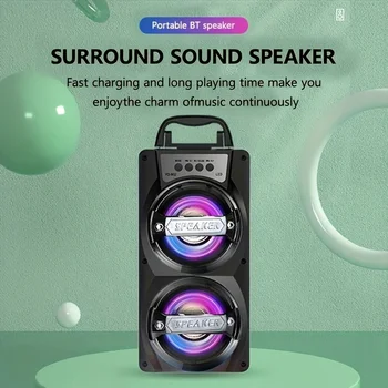 Dvostruki zvučnici, bežični zvučnik Bluetooth, glazbene kutije na otvorenom, subwoofer, zvučna ploča, šarene led glazbeni player za karaoke besplatno Slika