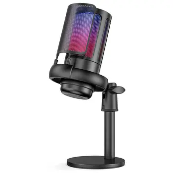 ME6S USB gaming mikrofon studijski profesionalni mikrofon za PC Računalo ulaz streaming karaoke RGB svjetlo kondenzatorski mikrofon Slika