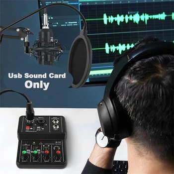 Prijenosni Zvučna Kartica Q12 USB, Аудиоинтерфейс, Profesionalne Kartice bez pogona, Mini-2-smjerni Mikser Za Studijske Snimke Pjevanja Na Računalu Slika