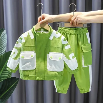 Kit jakne za dječake, proljeće-jesen 2023, novi dječji top i hlače, komplet od 2 predmeta, modna odjeća za dječake, komplet od 2 predmeta Slika