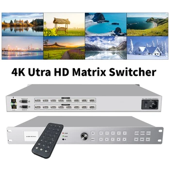 HDMI Matrični preklopnik 4x4 4K60Hz Pro satna HDMI matrični preklopnik Razdjelnik Podrška HDCP2.2 (HDMI2.0)/EDID/RS232/TCP/IP Kontrola Slika