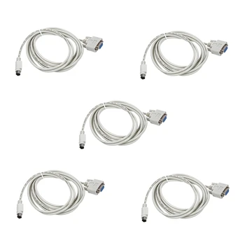 5X DB9P-8P Mini Din RS232 Kabel za preuzimanje bijela 8,2 ft za PLC DVP-EH Slika