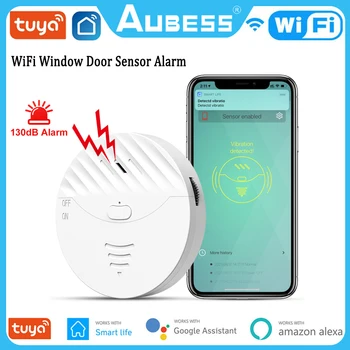Tuya pametan WiFi senzor vibracija, alarm, detektor vibracija vrata i prozore, 130 db, upozorenje o zaštiti sigurnosti doma, radi Alexa Slika