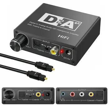 Digitalno-analogni аудиопреобразователь Hifi DAC s frekvencijom 32-192 khz, RCA priključak od 3,5 mm, pojačalo za slušalice optički koaksijalni izlaz Toslink DAC Slika