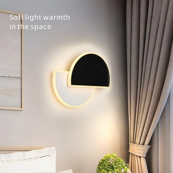 Skandinavski led zidna svjetiljka, akril polukružna crnci zidne svjetiljke za spavaće sobe, dnevni boravak, zidni dekor, minimalistički home dekor, rasvjeta Slika