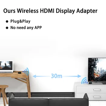 Bežični odašiljač i prijemnik HDMI namijenjen samo za prijenosna RAČUNALA Plug and play Bežični ključ HDMI prilagođava HDTV projektor Slika