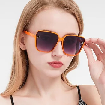 2023 Nove sunčane naočale D-oblika za žene, sunčane naočale za muškarce, velike kutije za muškarce, trend čiste crvene nijanse Slika