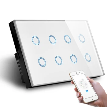 8 gang Wifi Smart Touch Switch Podržava Alexa Google home Voice Tuya app Control AC110V-240V prekidač svjetla Slika