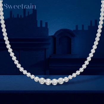 Tenis ogrlica od муассанита za žene S925 uzorka, посеребренное zlatno ogrlicu sa dijamantima 1,2 karatni nakit za svadbene zurke Slika
