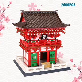 Svjetski poznata atrakcija arhitekturi, blok, hram Ниомон Киемидзудэра u Kyotu, japanski model, cigle, montažne igračke Slika