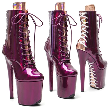 Leecabe/Čizme od lakirane umjetne kože 20 cm/8 cm, Mondeno Cipele na Visoke potpetice i platforme, Čizme za ples na шесте Slika