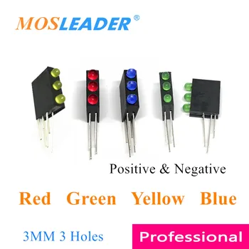 Mosleader 1000pcs 3 rupe led držač lampe sa led Crni plastični držač Crvena Zelena Žuta plava 3 boje ножка s otklonom na 90 stupnjeva Slika
