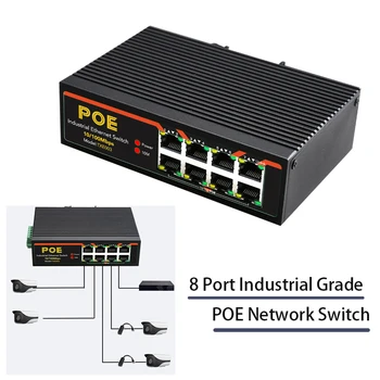 Рельсовый tip video nadzor 8-Portni Hub RJ45 Industrijsku 10/100 Mbit/s Ethernet RJ45 igra Mrežni Prekidač POE Internet-Razdjelnik Slika