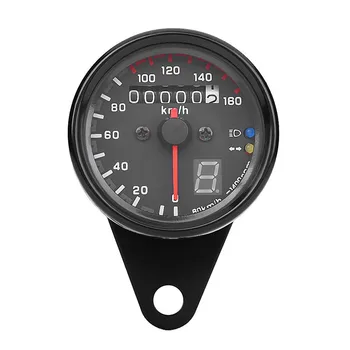 Crna Svestran Motocikl Cafe Racer Brzinomjer, brojač kilometara Senzor 0-160 km/h Uređaj s Led indikatorom Slika