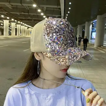 Novi modni kapu sa šljokicama, ženska ljetna ulične casual sportske nadvoji zaštita od sunca, žensku kapu u stilu hip-hop Slika