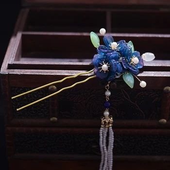 Vintage bobby pin s resama, ukras za kosu, duge perle, četkica, stalan bobby pin za kosu za kinesko odijelo Ханфу za косплея Slika