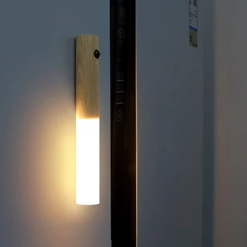 Pametan noćno svjetlo senzor pokreta led noćno svjetlo USB Punjiva akril drveni noćno svjetlo Hodnik Kupatilo spavaća soba led downlight Slika