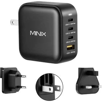 MINIX NEO P3 100W Turbo 4-Портовое Punjač GaN s USB priključkom-C ac Adapter za Brzo Punjenje USB-A Tpye C Punjač za MacBook, iPad, iPhone 13,12 Slika