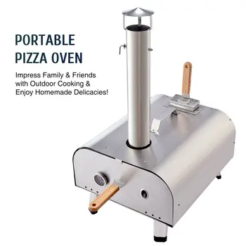 Vanjska peć za pizzu od nehrđajućeg čelika Prijenosni pećnica sa 12-inčnim temeljac za pizzu Više srebra Slika