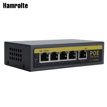 Hamrolte POE Switch, 4CH int IEEE802.3af 10/100 Mb/s je Pametan POE Switch Napajanje Preko Ethernet IP Kamere NVR Sustava Sigurnosti Max 100 M Slika