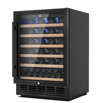 24-inčni vinski hladnjak za vino na 51 bocu s odvojivim police i vinski hladnjak s plavom unutarnjim svjetlom, izgrađen-in / samostojeca Slika
