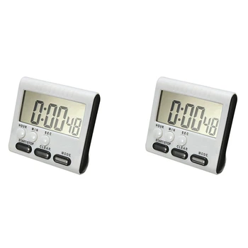 2X Digitalni timer za jaja / kuhinjski timer uz glasan signal alarma, funkcijom podizanja i spuštanja, magnetska postolje, crni Slika