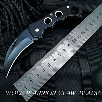Personalizirane sklopivi nož za nošenje u obliku vuka, zakrivljeni nož, vojni nož s орлиным pandža na otvorenom, mini-express-kratki nož Slika