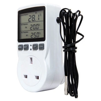 8 x digitalni regulator temperature, termostat, utičnica, timer grijanja i hlađenja za kućne staklenici, britanska vilica Slika