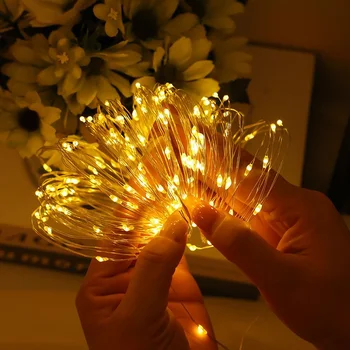 Božićne led vijenac od bakrene žice, гирлянда s napajanjem preko USB-a, nevjerojatan svjetla, гирлянда, ukras za spavaće sobe, kuće, vjenčanje, Novu godinu Slika