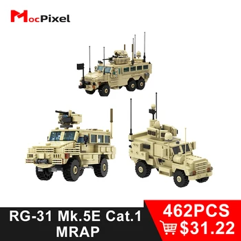 MOCPIXEL Ratne Vojne Građevinske Setove Blokovi Za izgradnju RG-33L Mačka.2 4x4 RG-31 Mk.Cat 5E.1 MRAP Model MOC Cigle Dječje igračke Slika