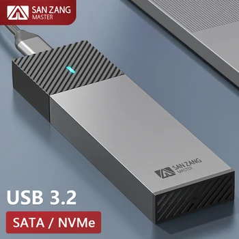 SANZANG Dvostruke Protokoli M. 2 NGFF NVMe Kućište 10 Gbit/s Vanjskim SSD-pogon M2 USB 3,2 Type C Torbica Za tvrdi disk HD Kutija za skladištenje Slika