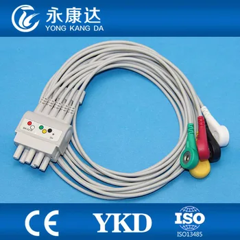 3 kom./pak. za Nihon Kohden BR-021 s 5-žični okosnicu kabelom za EKG s IEC, kabel za praćenje EKG-om na gumb Slika