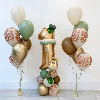 Skup balona s brojkama divljih životinja za djecu, uljepšavanje za party u čast rođenja u safari stilu u džungli, duša djeteta, гелиевые lopte, 32 kom Slika