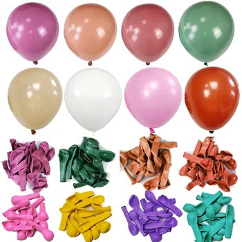 12-inčni mat baloni u retro stilu, smeđa, roza, crne, bijele, šarene prelijete baloni, rođendan, vjenčanje, dječji tuš, večernje uređenje Slika