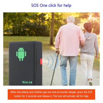 Uređaj za zaštitu od gubitka starije osobe i djecu Intelektualni preciznost regulator položaja A8 SOS u jednom kliku za pomoć GPS lokator za Praćenje upita Slika