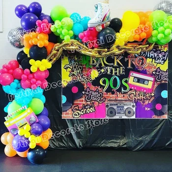 Natrag na 80-90-e, tema гирлянда od balona, 4D disco-radio, фольгированный balon za vjenčanje, rođendan, nakit, hip-hop i rock, rekvizite za fotografiju pucati Slika