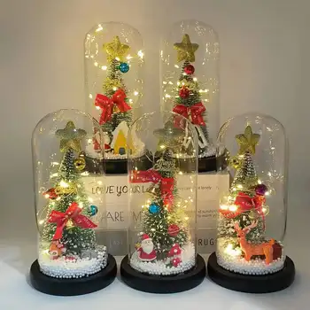 Led božićno drvce, stakleni poklopac, Santa Jelen, kreativni slatka svjetlo, božićni ukrasi, lampa za božićni poklon za rođendan Slika