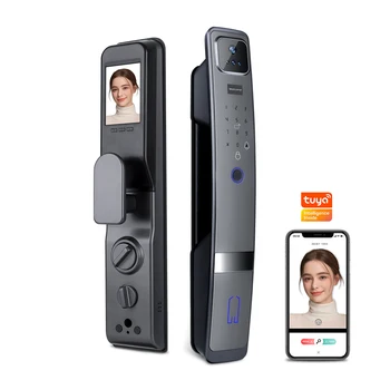 E-skladište s primjenom Tuya, 3D ekran za prepoznavanje lica, otisak prsta, pametan zaključavanje vrata kamere Slika