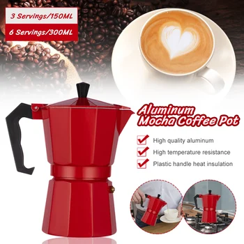 150/300 ML kavu Moka za pripremu espresso kave, aparat za kavu Moka, alu-alati za kuhanje kave, mocca kuhalo za kućni ured, posuđe za kavu Slika
