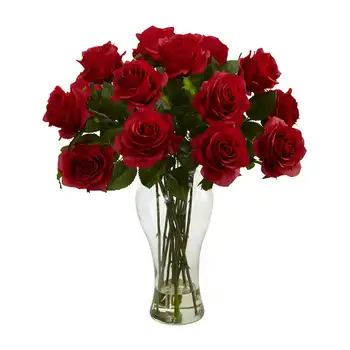 Ruža Umjetna cvjetnih aranžmana s vaza od crvenih od suhog cvijeća Flores artificiales para decoración Cvijeće umjetna u rinfuzi Slika