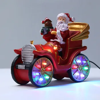 Božićno selo, novogodišnji poklon, božićna dekoracija, Djed Mraz upravlja vlakom, led svjetla, sjajna glazba, blagdanski ukras Slika
