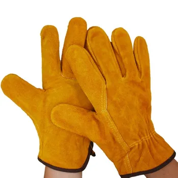 Par/set vatrostalnih čvrste rukavice za zavarivanje od kravlja koža je žute boje, štite od pregrijavanja, za zavarivanje metalnih ručnih alata Slika