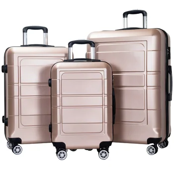 Kofer na kotačima, set iz 3 predmeta, komplet za prtljagu od ružičastog zlata, ručno prtljage Slika