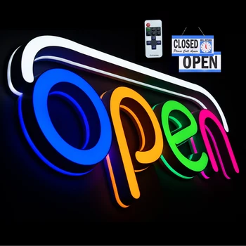 Led otvoreni znakovi za poslovanje, 19,7x9 cm, neonske otvorena firma, pogodno za restoran, bar, salona (MULTI) Slika