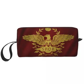 Moda SPQR Rimsko carstvo Carski Orao Putnu torbu za toaletni Ženska косметичка za šminkanje Torbe za pohranu kozmetike Dopp Kit Case Box Slika