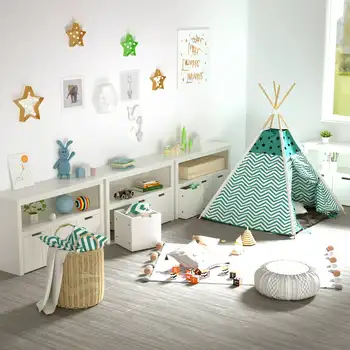 polica za skladištenje igračaka, kocke s 3 ladicama za dječju sobu, dnevni boravak, bijela Slika